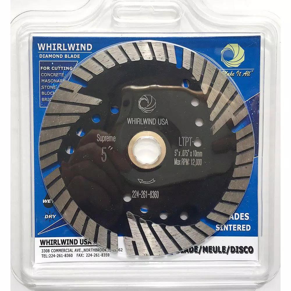 Whirlwind USA 5 in. Turbo Segmented Diamond Saw Blade for Granite, Marble, and Concrete