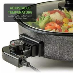 Ovente 12-Inch Electric Skillet, 1400W Non-Stick Aluminum Pan with Tempered Glass Lid thumbnail 9