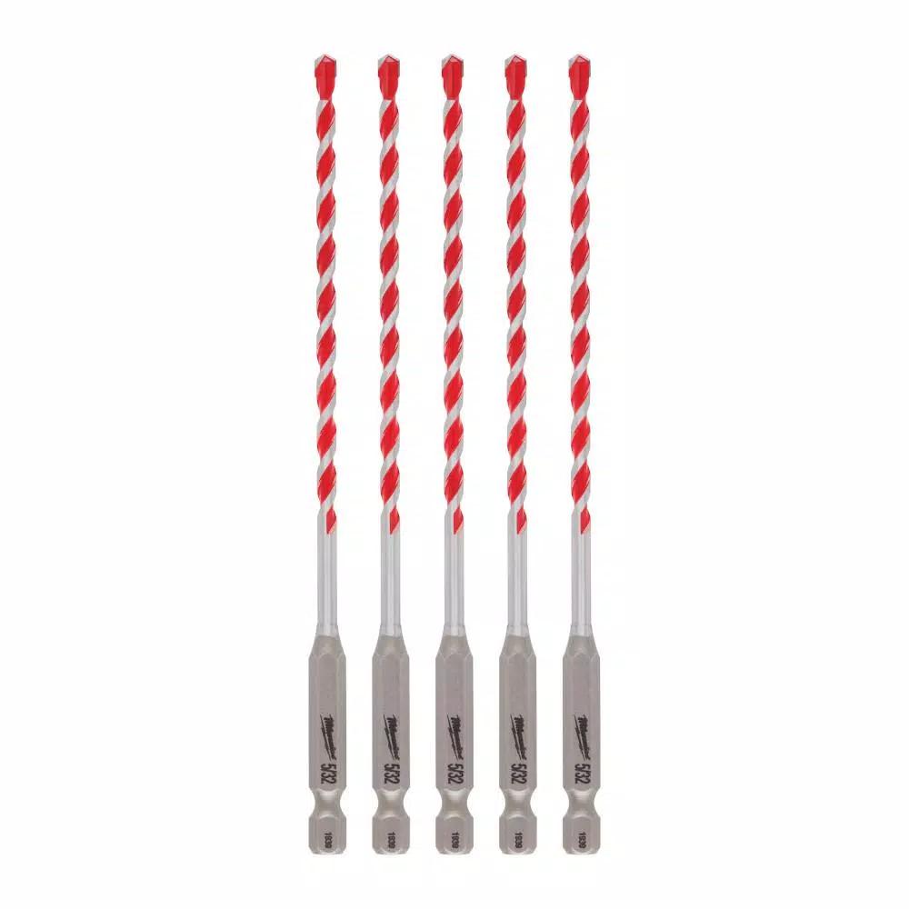 Milwaukee SHOCKWAVE 5/32 in. Carbide Hammer Drill Bits, 5-Pack