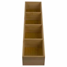 Unbranded Natural Bamboo Drawer Organizer - 4 Compartment Long Slim Storage Tray, 17.5 x 4 in. thumbnail 1