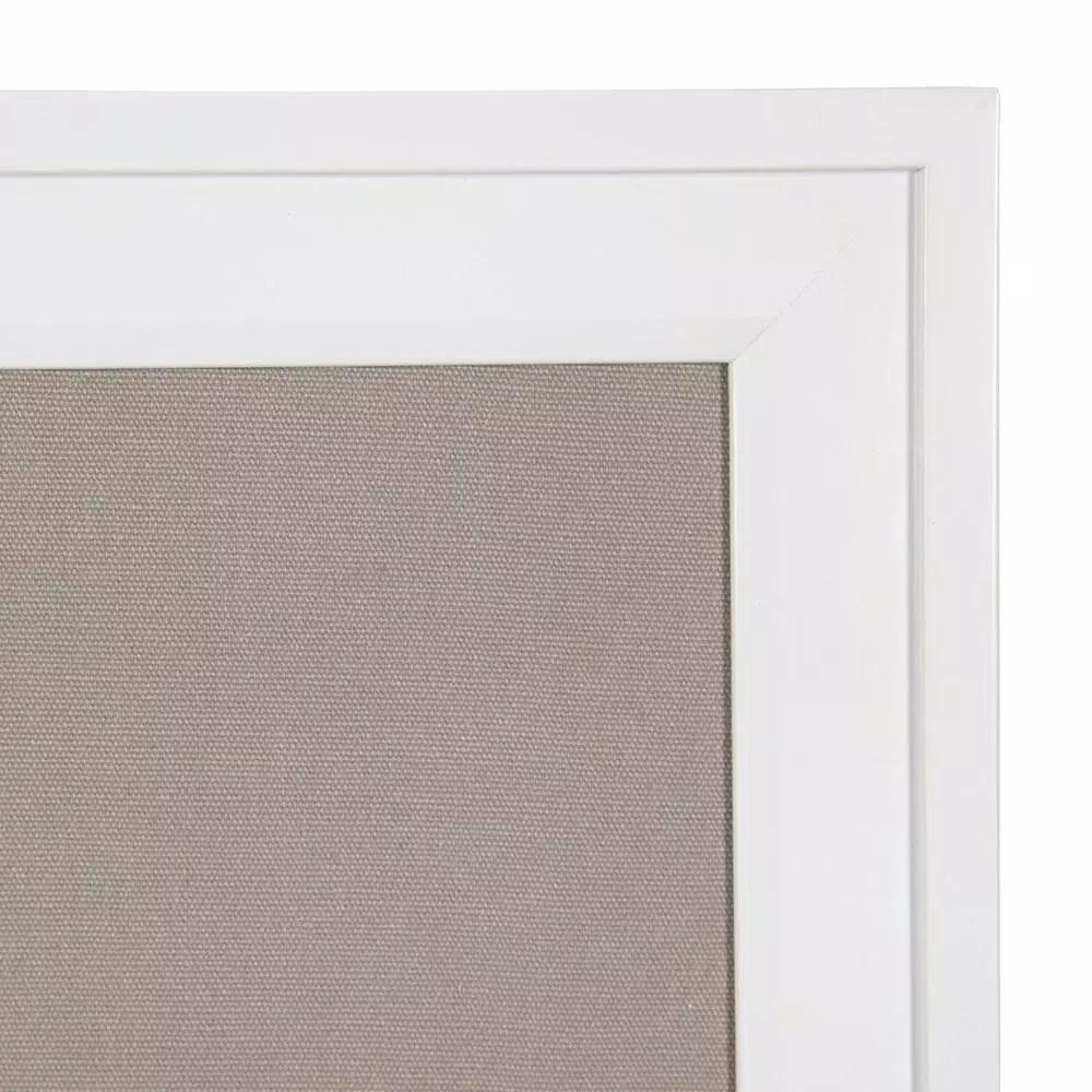 DesignOvation Bosc White Fabric Pinboard Framed Linen Memo Board, 31.5 x 31.5 in