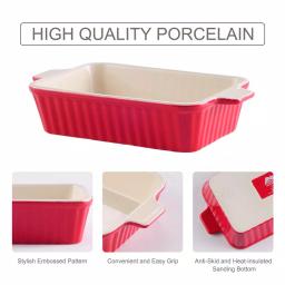 MALACASA 2-Piece Red Porcelain Rectangle Bakeware Set, 12 in. and 13 in. Ceramic Baking Dishes thumbnail 5