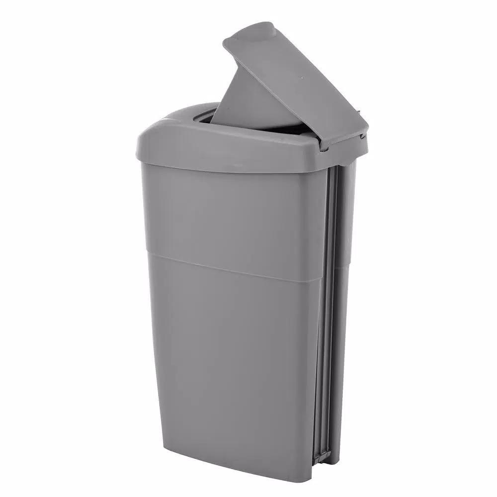 Alpine Industries 19 qt. Gray Step-On Waste Basket & Sanitary Napkin Receptacle