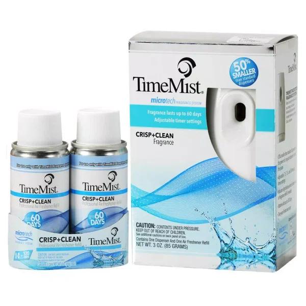ZEP TimeMist Microtech Automatic Air Freshener Dispenser with Crisp and Clean Refill (2-Pack Combo)