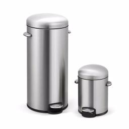 Innovaze Stainless Steel Round Step-On Trash Can Set, 8 Gal. and 1.3 Gal. Fingerprint Resistant thumbnail 1