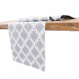 Manor Luxe Piluki Leaf Crewel Embroidered Table Runner, Gray, 15 in. x 108 in. thumbnail 2