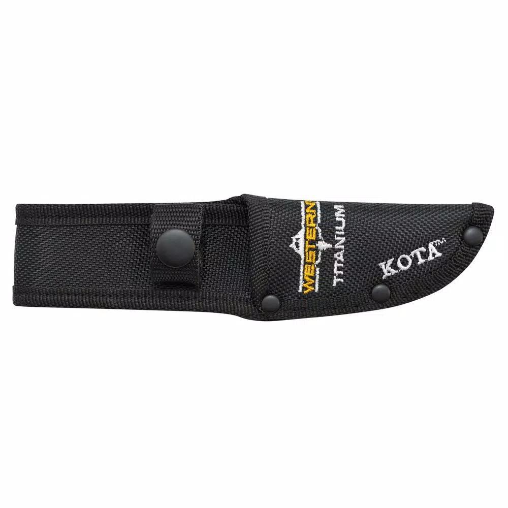 Western Kota 7 in. Titanium Bonded Drop Point Fixed Blade Knife with G10 Handle and Sheath