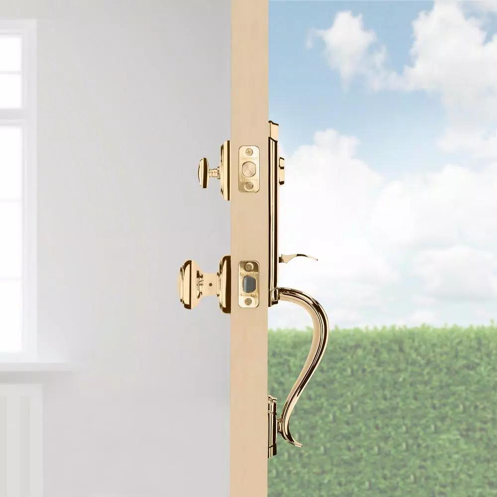 Baldwin Prestige Avendale Single Cylinder Handleset with Alcott Knob, Lifetime Polished Brass, SmartKey Security