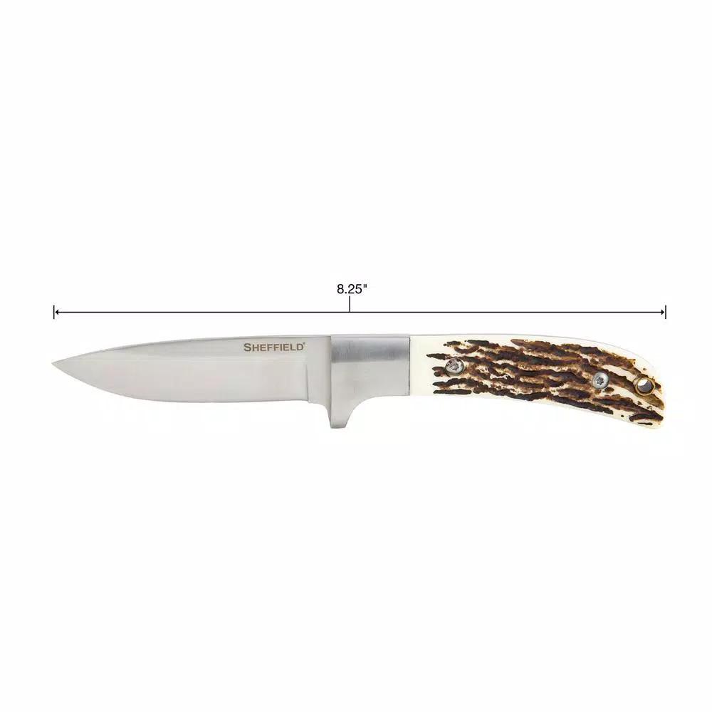 Sheffield 12190 Herod Stag Series 3.75 in. Drop Point Fixed Blade Hunting Knife