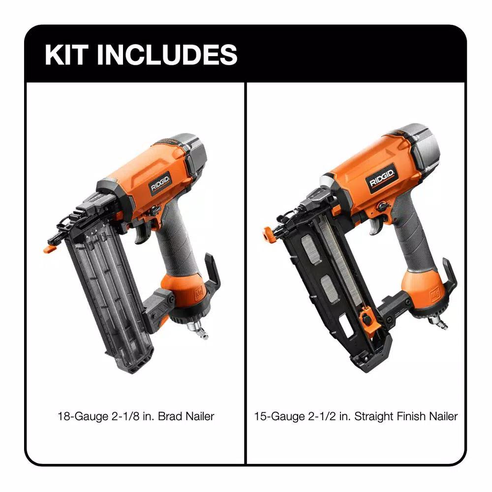RIDGID 18-Gauge 2-1/8 in. Brad Nailer and 16-Gauge 2-1/2 in. Finish Nailer Combo Kit