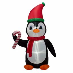 Glitzhome 8 ft. Airblown Inflatable Penguin Holiday Decor with Santa Hat and Red Scarf, Lighted thumbnail 2