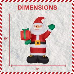 Fraser Hill Farm 10 ft. Santa Claus with Gift Bag Christmas Inflatable with White Lights thumbnail 3