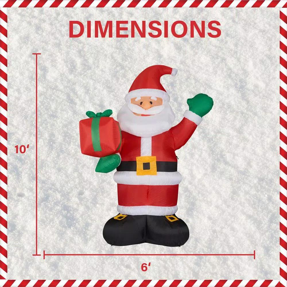 Fraser Hill Farm 10 ft. Santa Claus with Gift Bag Christmas Inflatable with White Lights