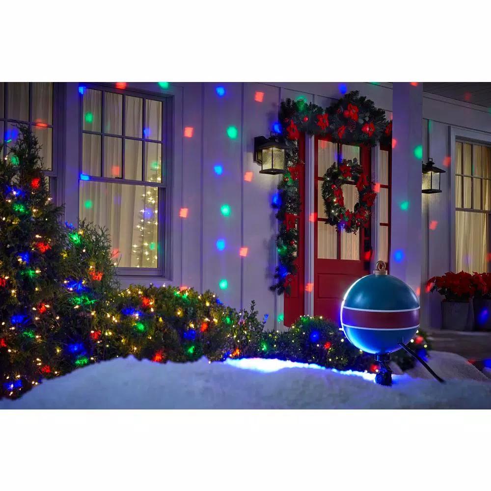 LightShow Projection Snow Flurry Projector with Remote - 61 Holiday Effects, Multi-Color LED