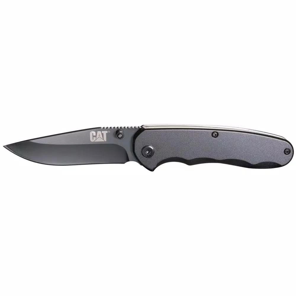 CAT 7 in. Stainless Steel Drop Point Folding Knife with Anodized Aluminum Handle