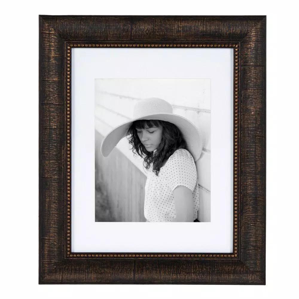 Kate and Laurel Aldridge 11 x 14 Bronze Picture Frame Set of 2 with 8 x 10 White Mat