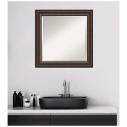 Amanti Art Cyprus Walnut 24.88 in. x 24.88 in. Square Wood Framed Bathroom Vanity Wall Mirror thumbnail 7