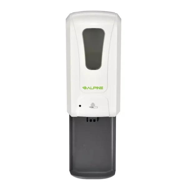 Alpine Industries 1200ml Automatic Soap and Gel Hand Sanitizer Dispenser with Drip Tray, White