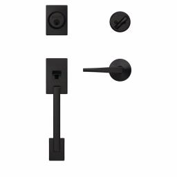 Schlage Custom Century Matte Black Single Cylinder Handleset with Eller Lever and Kinsley Trim thumbnail 2