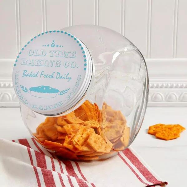 General Store Gibson Home General Store Cottage Chic 4.25 Qt. Glass Canister with Steel Lid, Blue Print