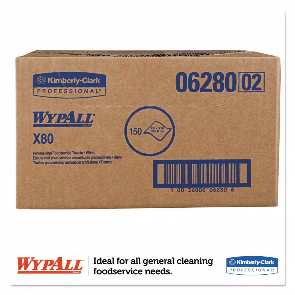 Wypall X80 Foodservice Towels Antimicrobial Hydroknit 12.5 x 23.5 in, 150 Sheets