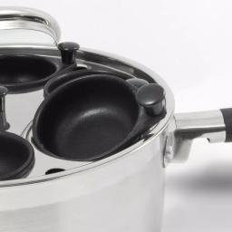 ExcelSteel Professional 6-Cup Stainless Steel Egg Poacher Set with Non-Stick Cups and Silicone Spatula thumbnail 3