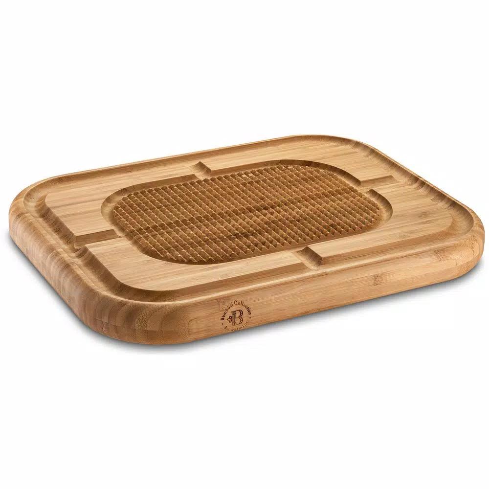 Unbranded Bambsi Bamboo Meat Carving Board with Pyramid Design and Juice Groove, Reversible Large Cutting Board