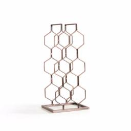 DANYA B. Copper Electroplated 8-Bottle Wine Rack - Modern Geometric Iron Design thumbnail 3