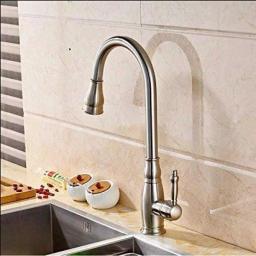 Vanity Art Brushed Nickel Single-Handle Pull-Down Kitchen Faucet with 360 Degree Swivel Spout thumbnail 2