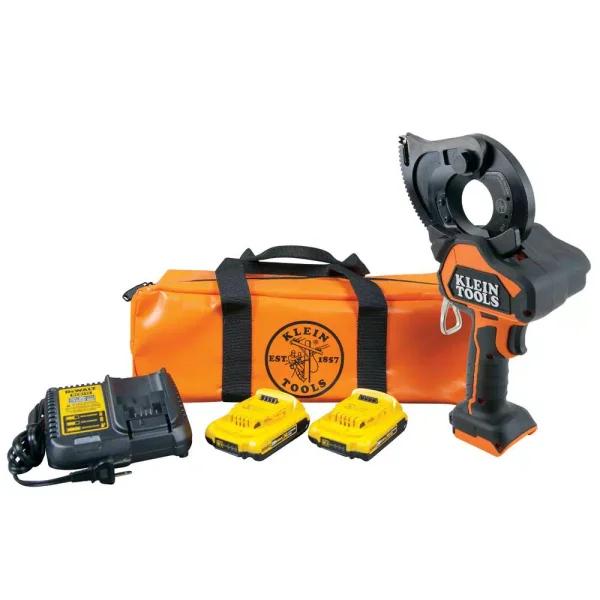 Klein Tools Battery-Operated Closed-Jaw Cable Cutter Kit with 20V 2 Ah Batteries & Charger