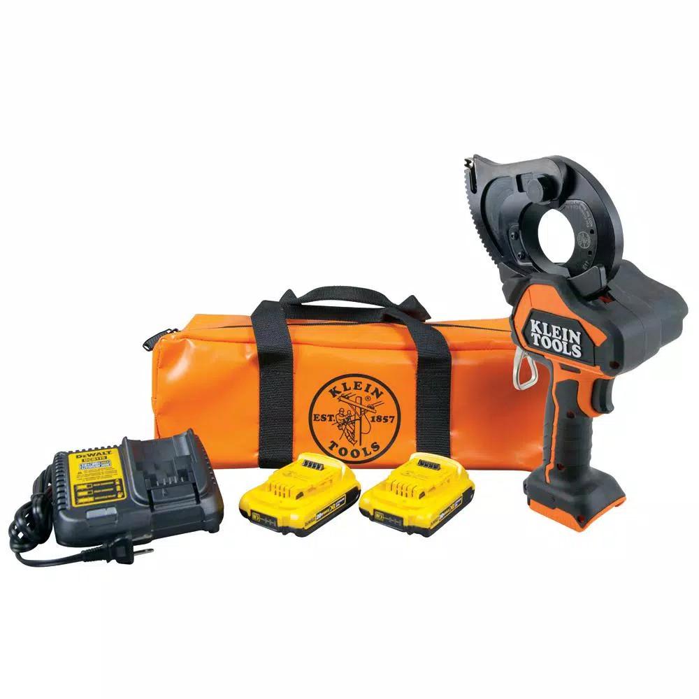 Klein Tools Battery-Operated Closed-Jaw Cable Cutter Kit with 20V 2 Ah Batteries & Charger