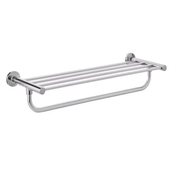 Glacier Bay Modern 21 in. Wall Mount Towel Rack with Shelf and Bar in Chrome