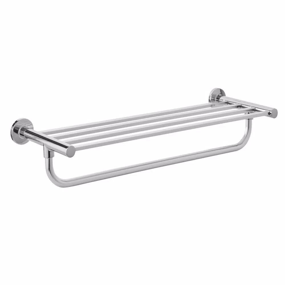 Glacier Bay Modern 21 in. Wall Mount Towel Rack with Shelf and Bar in Chrome