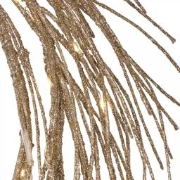 Noble House 24 in. Champagne Glitter Pre-Lit Warm White LED Artificial Christmas Wreath thumbnail 3