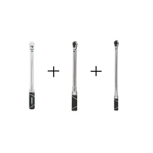 Husky 3-Piece Click Torque Wrench Set, 1/4 in., 3/8 in., and 1/2 in. Drive