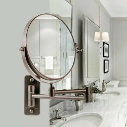 Ovente Wall Mounted Dual-Sided Makeup Mirror, 1x/10x Magnification, Antique Bronze thumbnail 6