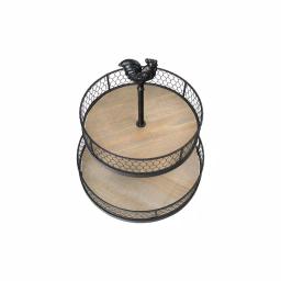 3R Studios Black Metal 2-Tier Decorative Rooster Tiered Tray - Farmhouse Style thumbnail 4
