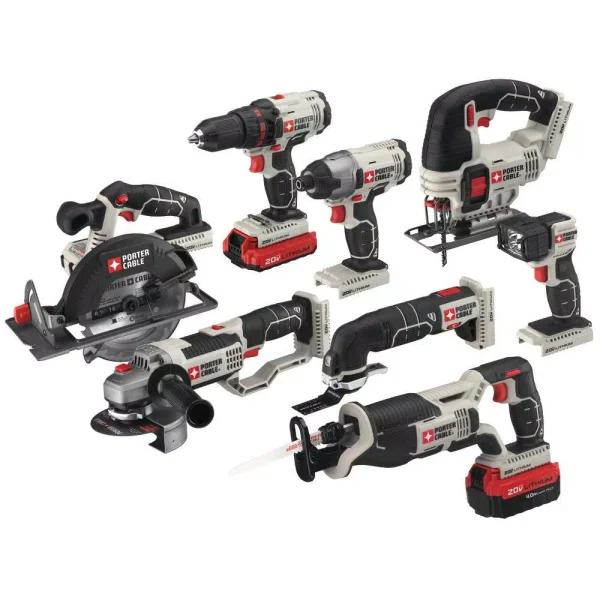 Porter-Cable 20V MAX Lithium-Ion Cordless 8-Tool Combo Kit with 4.0 Ah and 1.5 Ah Batteries