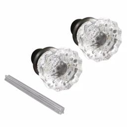 Prime-Line Fluted Clear Glass Door Knobs with Classic Bronze Bases, 2 in. Diameter, Interior Passage Knobs thumbnail 1
