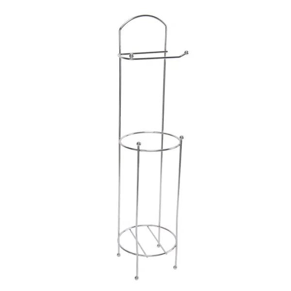 Bath Bliss Chrome Toilet Paper Holder and Stand, Freestanding Storage with 3 Extra Roll Capacity