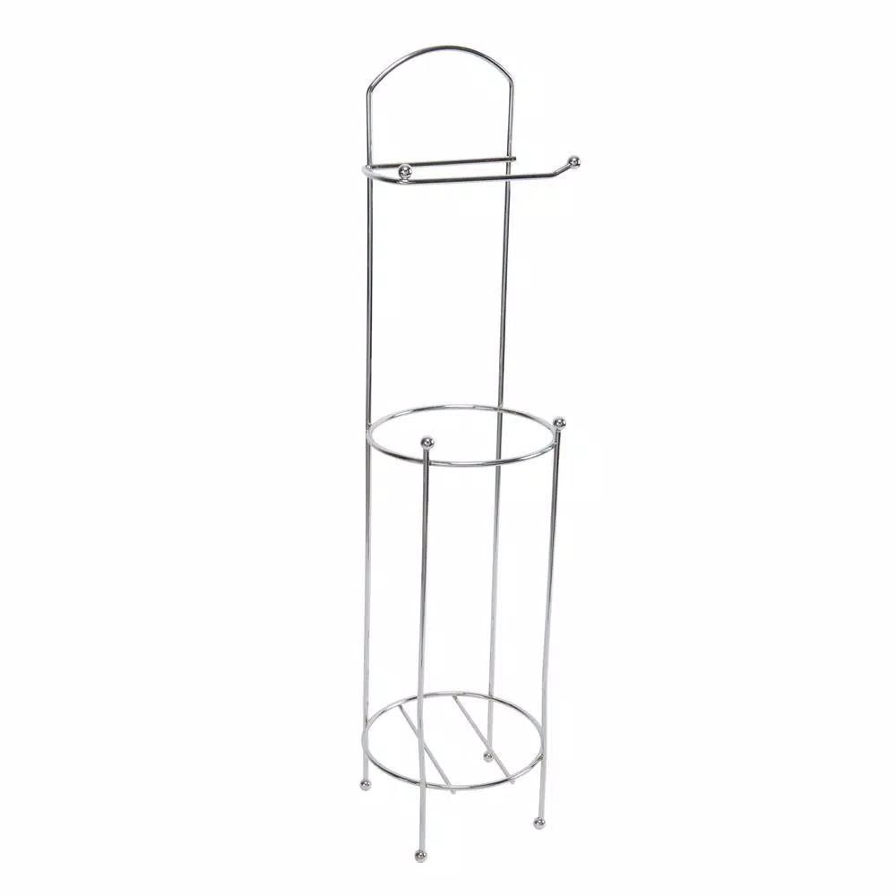 Bath Bliss Chrome Toilet Paper Holder and Stand, Freestanding Storage with 3 Extra Roll Capacity