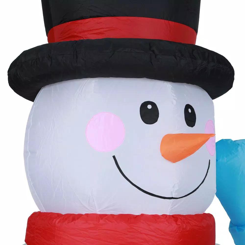 Luxen Home 8 ft. Snowman Family Inflatable Holiday Yard Decor with LED Lights