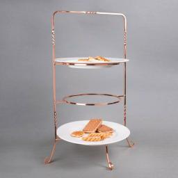 Creative Home 3-Tier Copper Plated Iron Cake & Tiered Stand, Handcrafted Serving Rack for Desserts and Fruit thumbnail 5