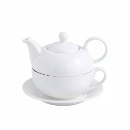 MALACASA White Porcelain Tea for One Set - 3 Piece Teapot, Teacup and Saucer Set thumbnail 1