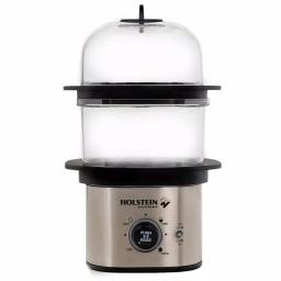 HOLSTEIN HOUSEWARES Holstein 2-Tier Egg Cooker, 8-Egg Capacity, Black Stainless Steel thumbnail 1