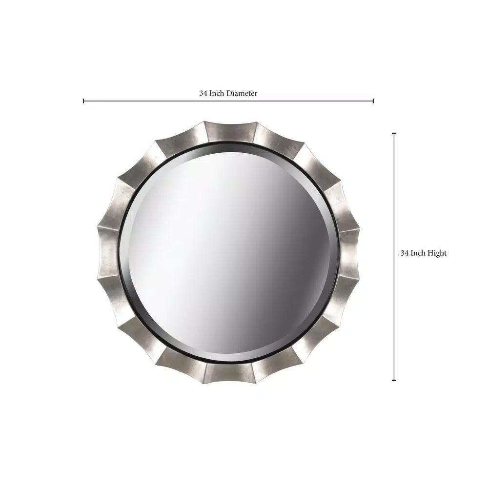 Kenroy Home Chorale 34 in. Round Silver Contemporary Accent Mirror