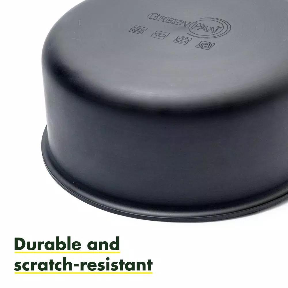 GreenPan Chatham 3 Qt. Hard-Anodized Aluminum Ceramic Nonstick Saucepan with Glass Lid, Gray