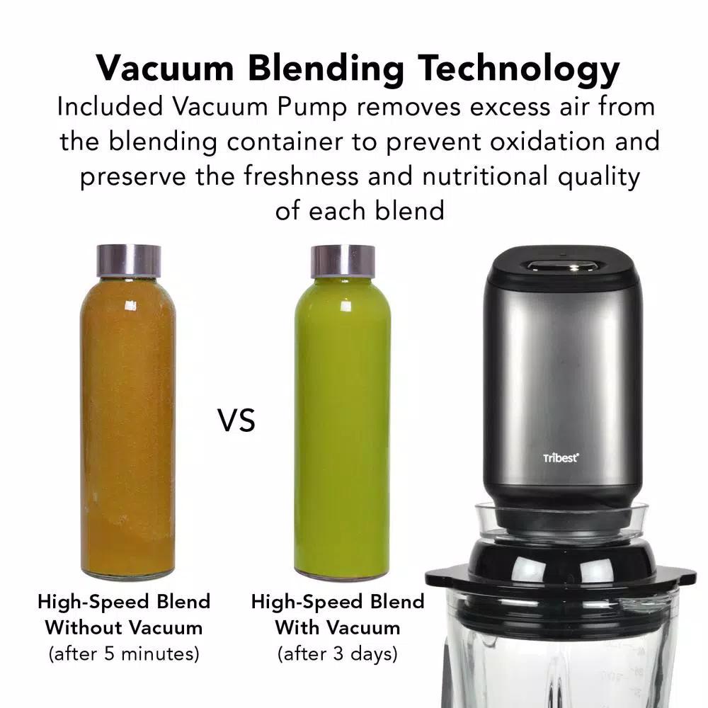 Tribest PBG-5001 Glass Personal Blender with Vacuum Technology, 4-Speed, Chrome