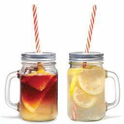 Starfrit Gourmet By Starfrit 12-Piece Glass Mason Jar Mug Set with Lids and Reusable Straws, 16 oz. thumbnail 4