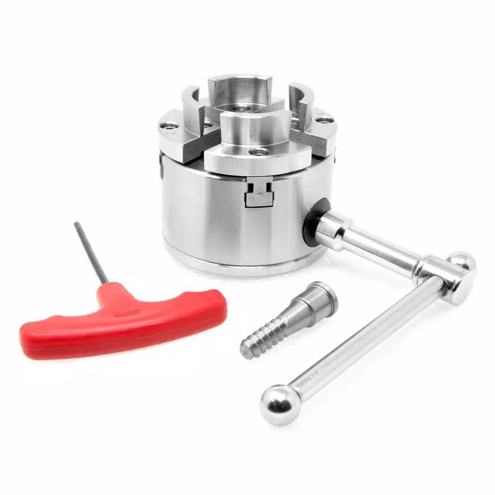 WEN 2.75 in. 4-Jaw Self-Centering Keyed Lathe Chuck Set with 1 in. x 8 TPI Thread